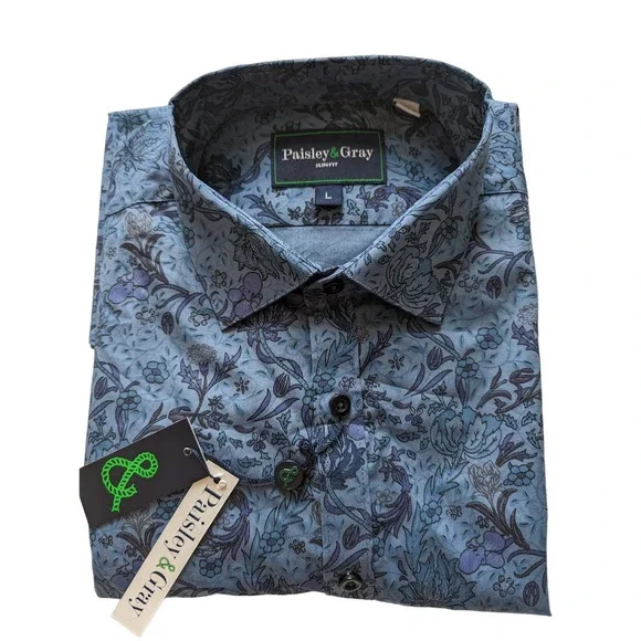 Paisley Gray Shirts Paisley Gray Slim Fit Button Down Shirt - Main Image